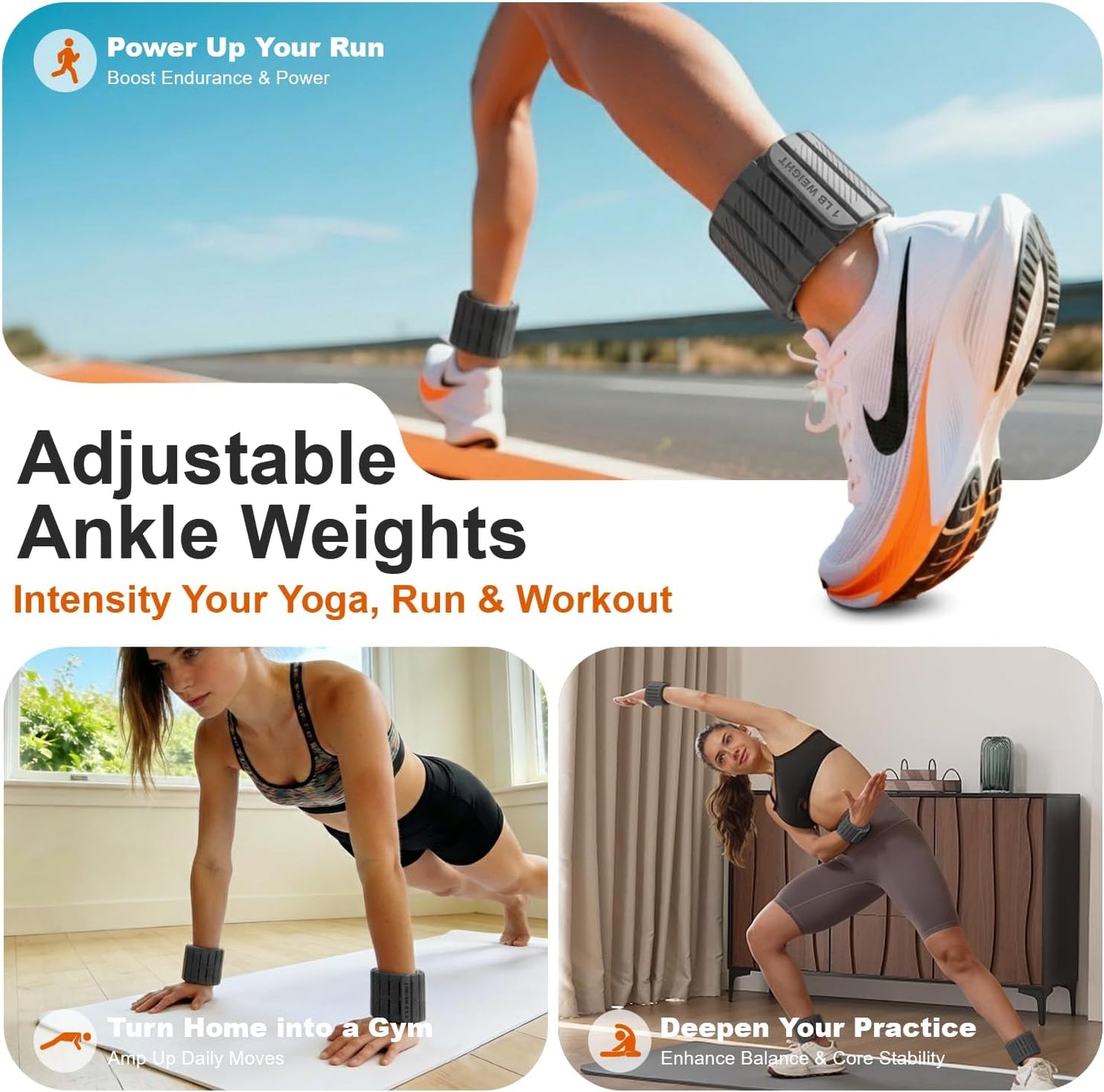 SE7EN Magnetic Ankle Weights - Adjustable 1 lb Set of 2 for Pilates, Yoga, Pool & Gym Workouts