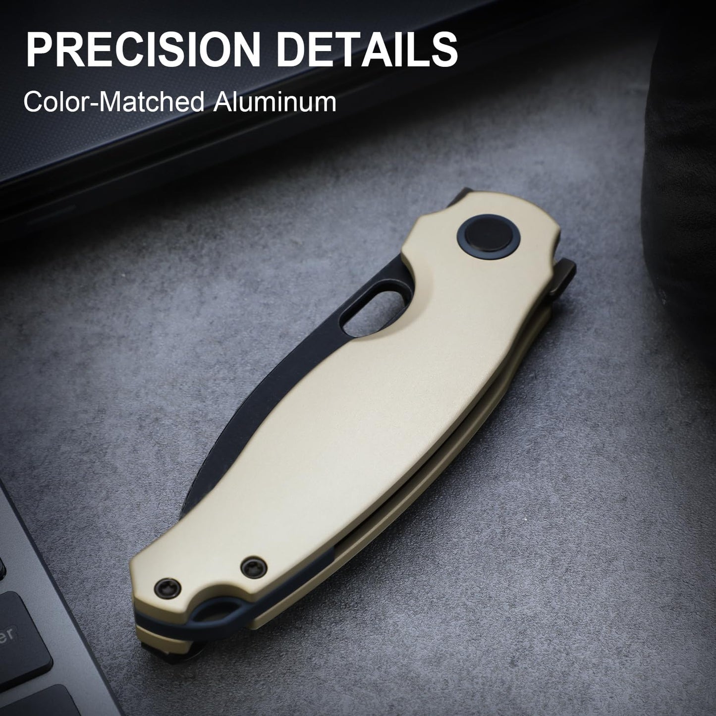 Kizer Seagull EDC Pocket Knife, 2.94" 14C28N Drop Point Folding Knife with Aluminum Handle, Flipper & Thumb Hole Opener, Liner Lock, for Camping Hiking Fishing V3770A3