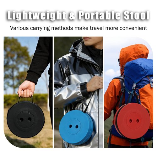 CXHSFNAL Portable Collapsible Stool, Adjustable Retractable Folding Stools, Upgraded Collapsible Seat for Outdoor Fishing, Hiking, Gardening, Travel, BBQ - Max 400lbs (Blue)