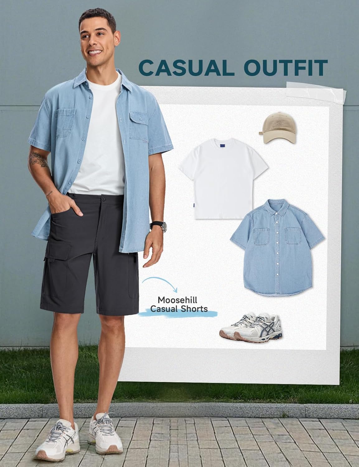 Moosehill Men's Hiking Shorts - Lightweight, Quick-Dry, Water-Resistant with 6 Pockets | Ideal for Outdoor Adventures