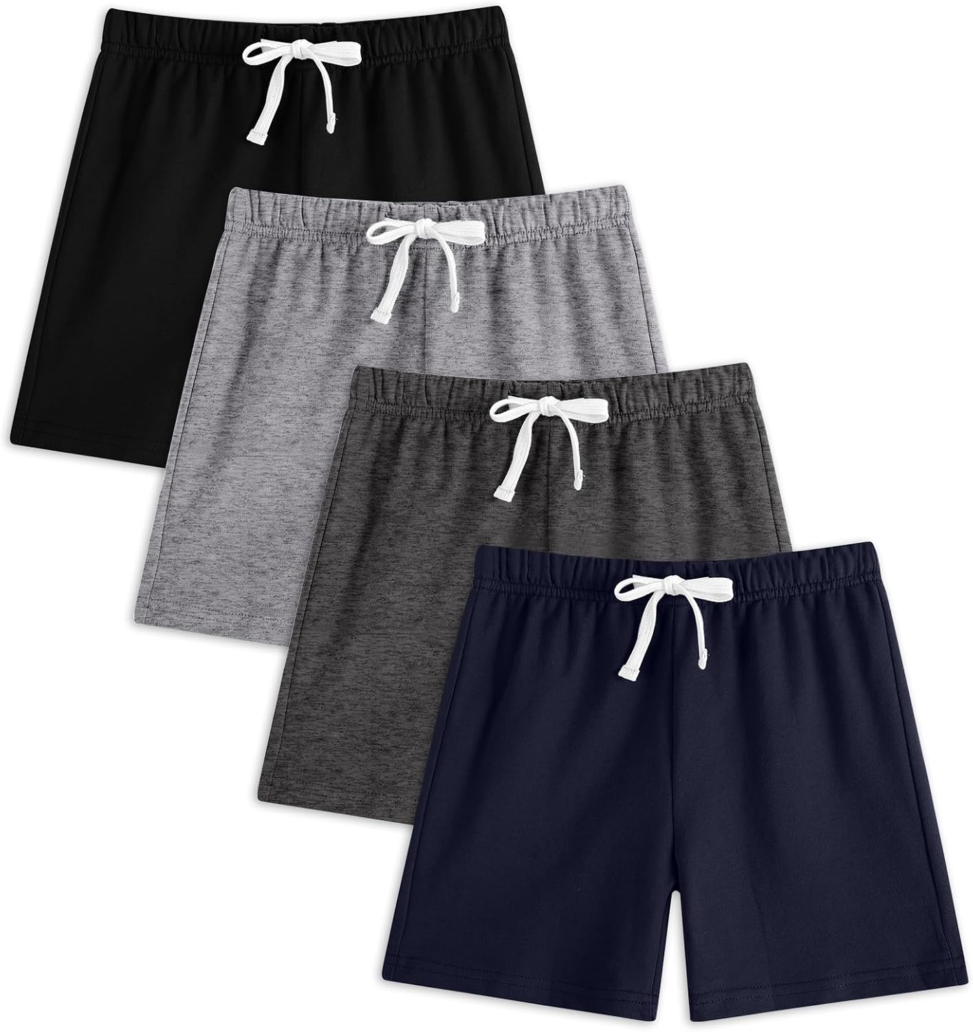 Skiennix Boys' Toddler Shorts - Comfortable French Terry Cotton, Elastic Waist, Ages 2-12 | 4 Pack