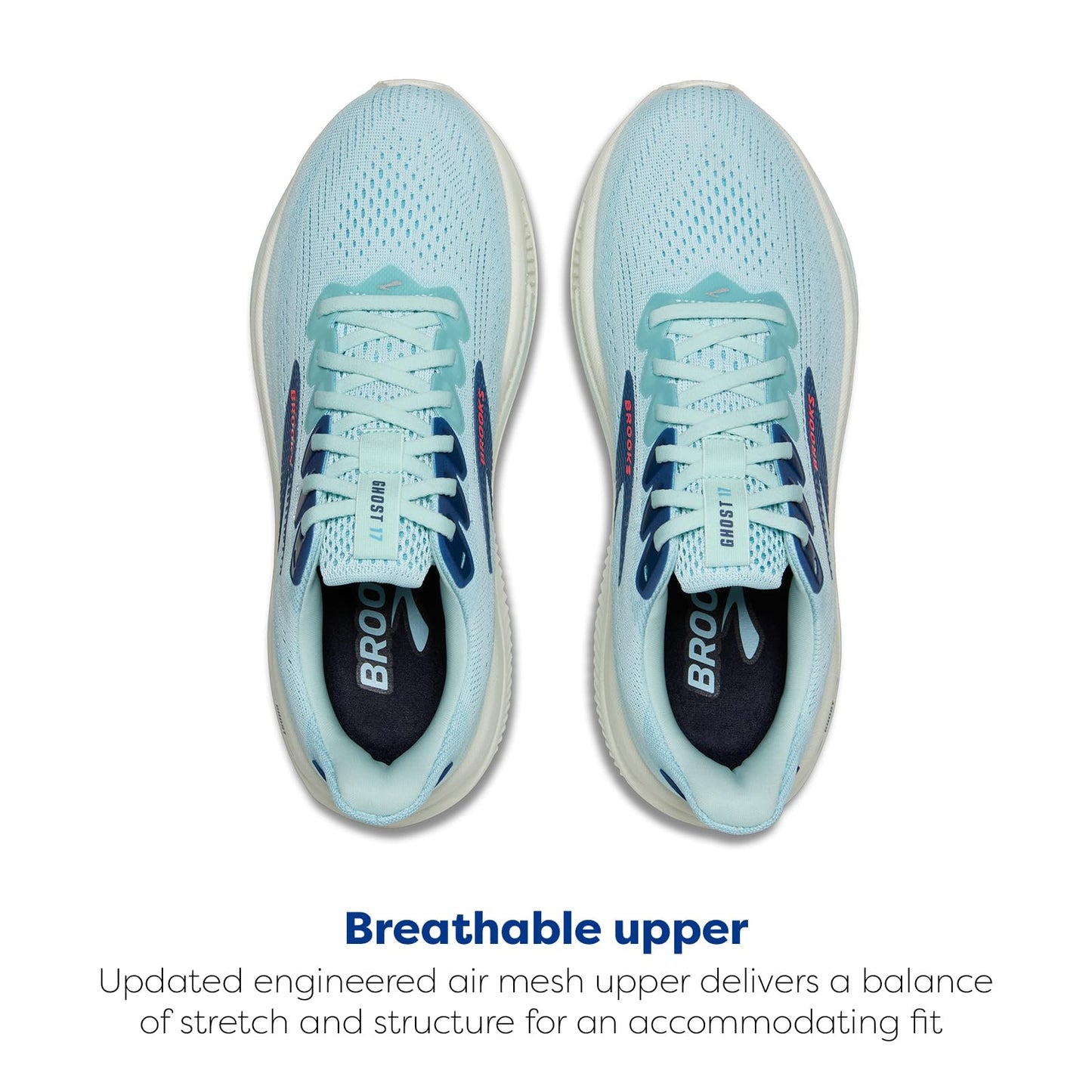 Brooks Women’s Ghost 17 Neutral Running Shoe - Clearwater/Navy Peony - 10.5 Medium