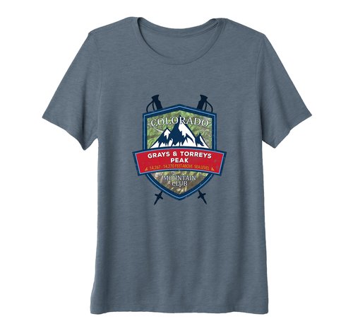 Grays and Torreys Peak 14ers of Colorado - Blue Premium Tri-blend T-Shirt