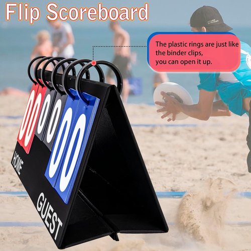 Flip Scoreboard | Portable Tabletop Score Keeper for Football, Basketball, Volleyball - 6-Digit Display