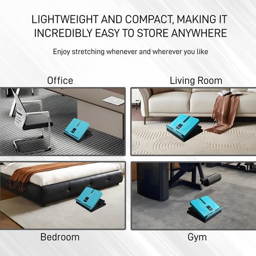 FALIIO Calf Stretch Board with Timer & Resistance Bands, 6-Level Adjustable Slant Board, 450 lb Weight Capacity, Includes Sit-Up Bar for Home Gym & Stretching