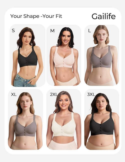 Gailife Wireless V-Neck Jelly Bras - Full Coverage Mastectomy Bralettes | Seamless Everyday Comfort