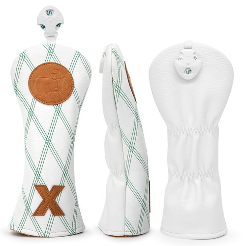 USA Golf Headcover Premium PU Leather Driver Headcover Fairway Wood Hybrid Rescue Head Club Head Cover 1pc or 3pcs Golf Accessories for Men Golfer (Hybrid Cover x1)