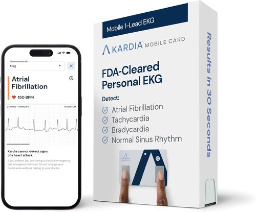 KardiaMobile EKG Monitor - FDA-Cleared, Bluetooth Enabled, Portable Card-Sized Heart Monitor | No Subscription Needed