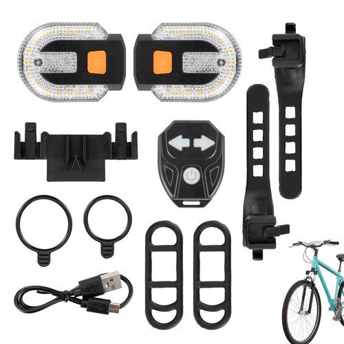 ChimimeDecor 2Pcs Bicycle Turn Signals with Alarm, Split/Integrated Bicycle Tail Light, Brake Light, 5 Light Modes, USB Rechargeable, Waterproof, Remote Control & Detachable for Safe Night Cycling