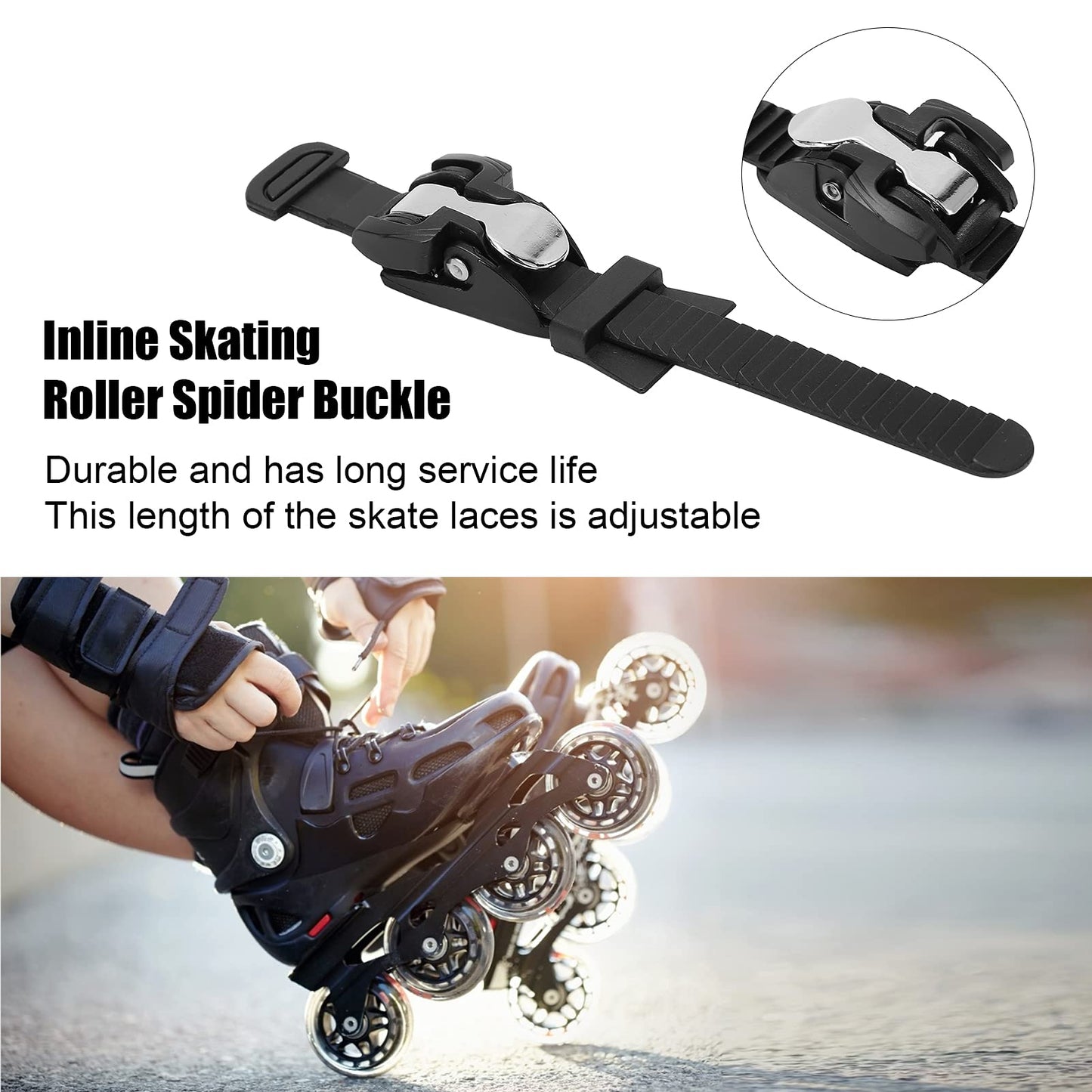 Roller Skate Leash,plplaaoo Roller Skate Strap, Replacement Inline Roller Skate Shoes Strap Buckles, T Shaped Adjustable Length Roller Skates Spider Buckle for Roller Skating Enthusiasts, Inline