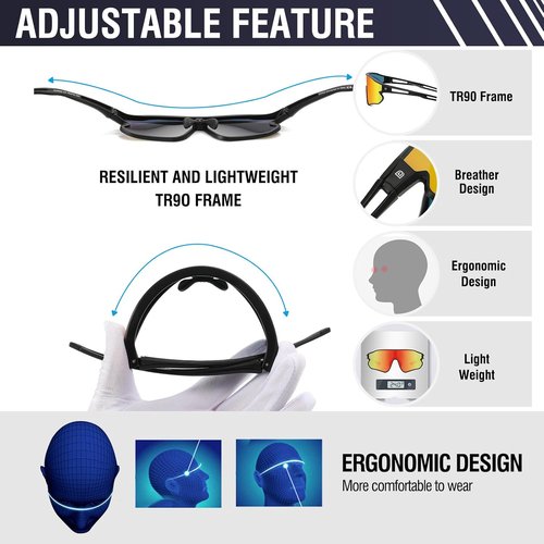 DUCO Sports Sunglasses - Polarized UV400 Protection for Men & Women | Ideal for Running, Fishing, Tennis, and Cycling