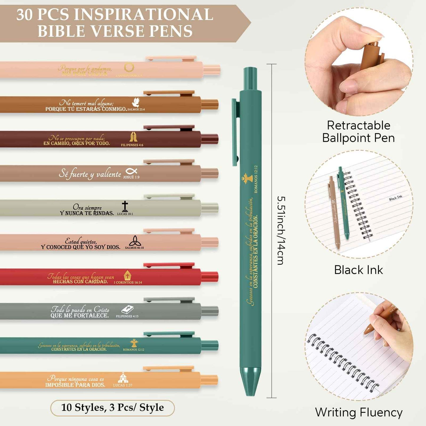 Kosiz 30 Sets Spanish Christian Gifts Christmas Bible Verse Pocket Spiral Notebooks Inspirational Small Journal and Pens for Fall Thanksgiving(Christmas Colors,Boho Flower)