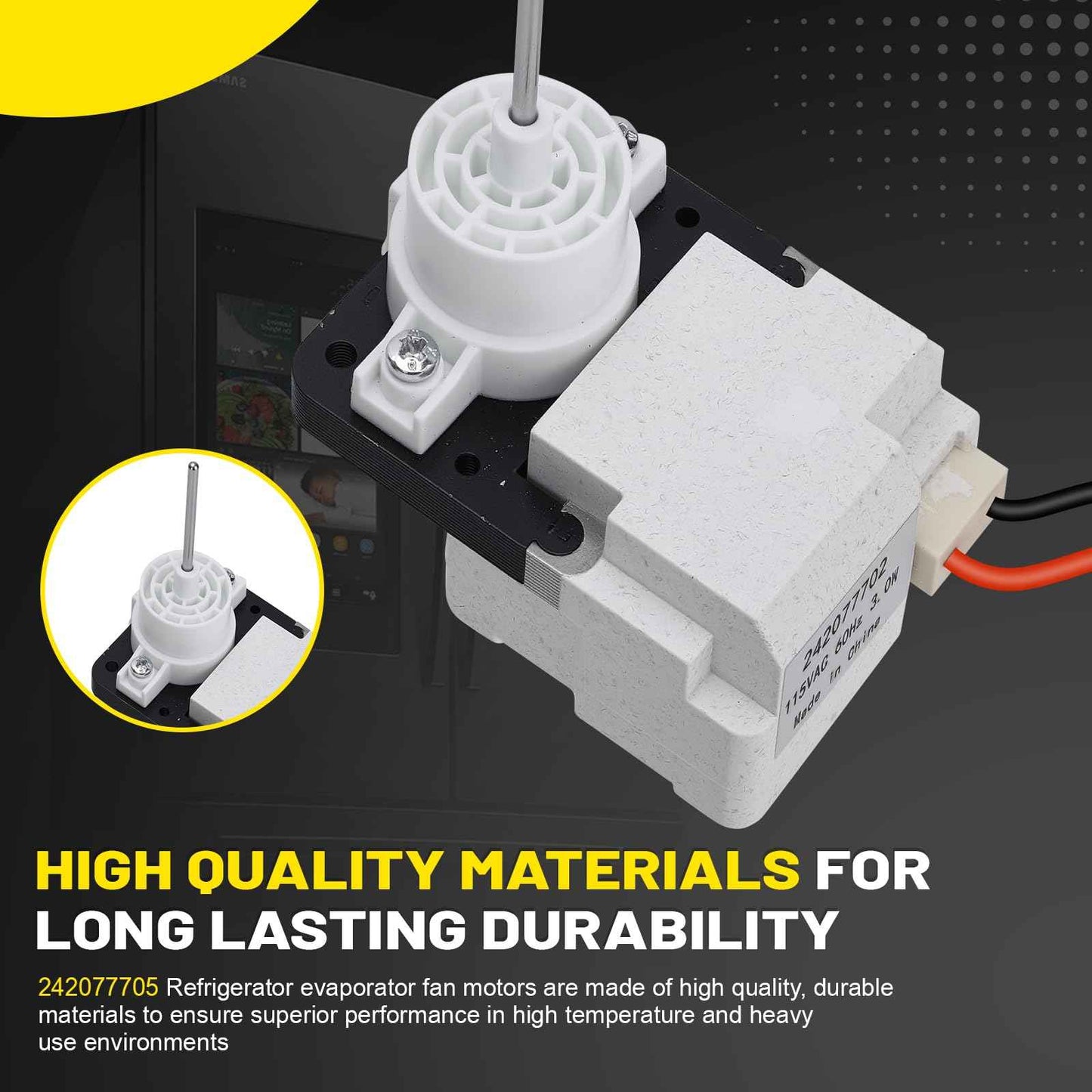 242077702 242077705 Refrigerator Evaporator Fan Motor Compatible with Frigidaire Kenmore Crosley Replaces FDQC18EL4F 242077701 5304514392 A03788604 Blower Motor