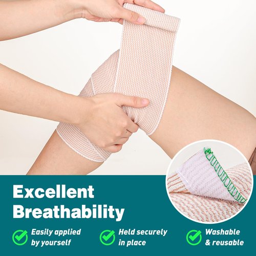 AZEN Premium 15 Pack Elastic Bandage Wrap 4 Inch, Compression Wrap Bandage for Legs, Lymphedema Wraps for Legs, Ankle, Knee, Tummy, Body, Latex-Free