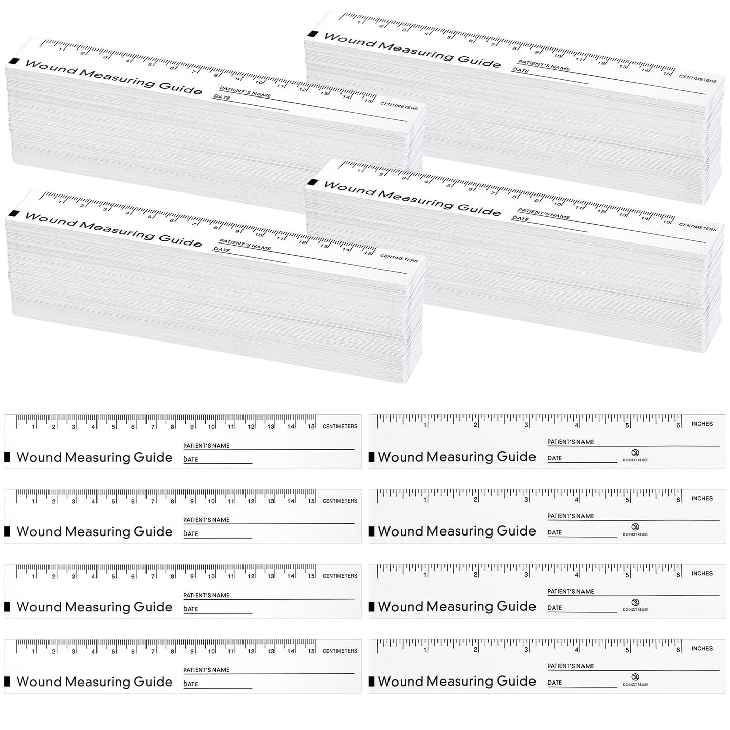 Janlaugh 100 Pcs Wound Ruler 6 Inch Wound Measuring Tape Paper Guide Ruler Double Sided Disposable Paper Tape Measure Measurement Tools for Nurses