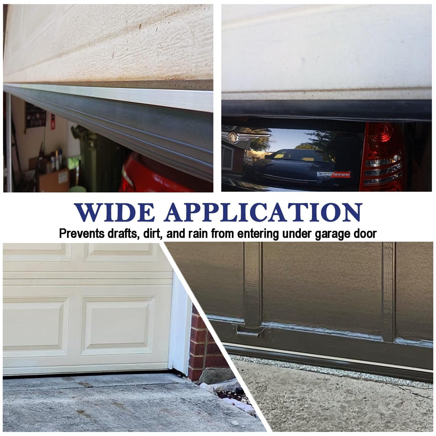 Ginchain Aluminum Track Garage Door Seals, U+O Shape Weather Seal, EPDM Rubber Retainer Base Kit, Universal Weather Stripping Kit (20ft), T2-006