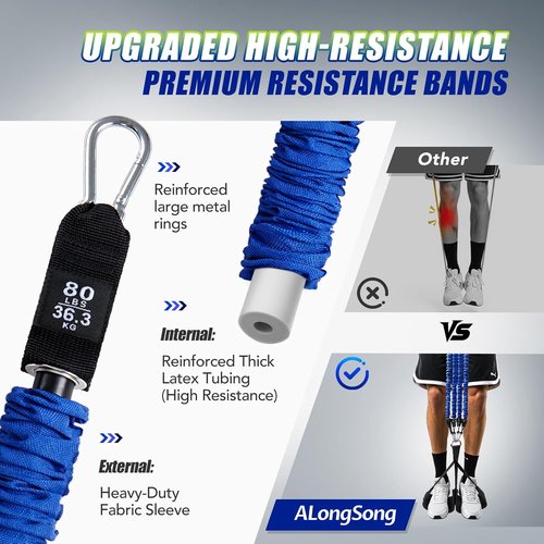 **ALongSong Pull Up Assistance Bands - Upgraded Heavy Duty Resistance Bands with Foot Support Pedal | 80Lbs Adjustable Weight for Home Gym Strength Training**