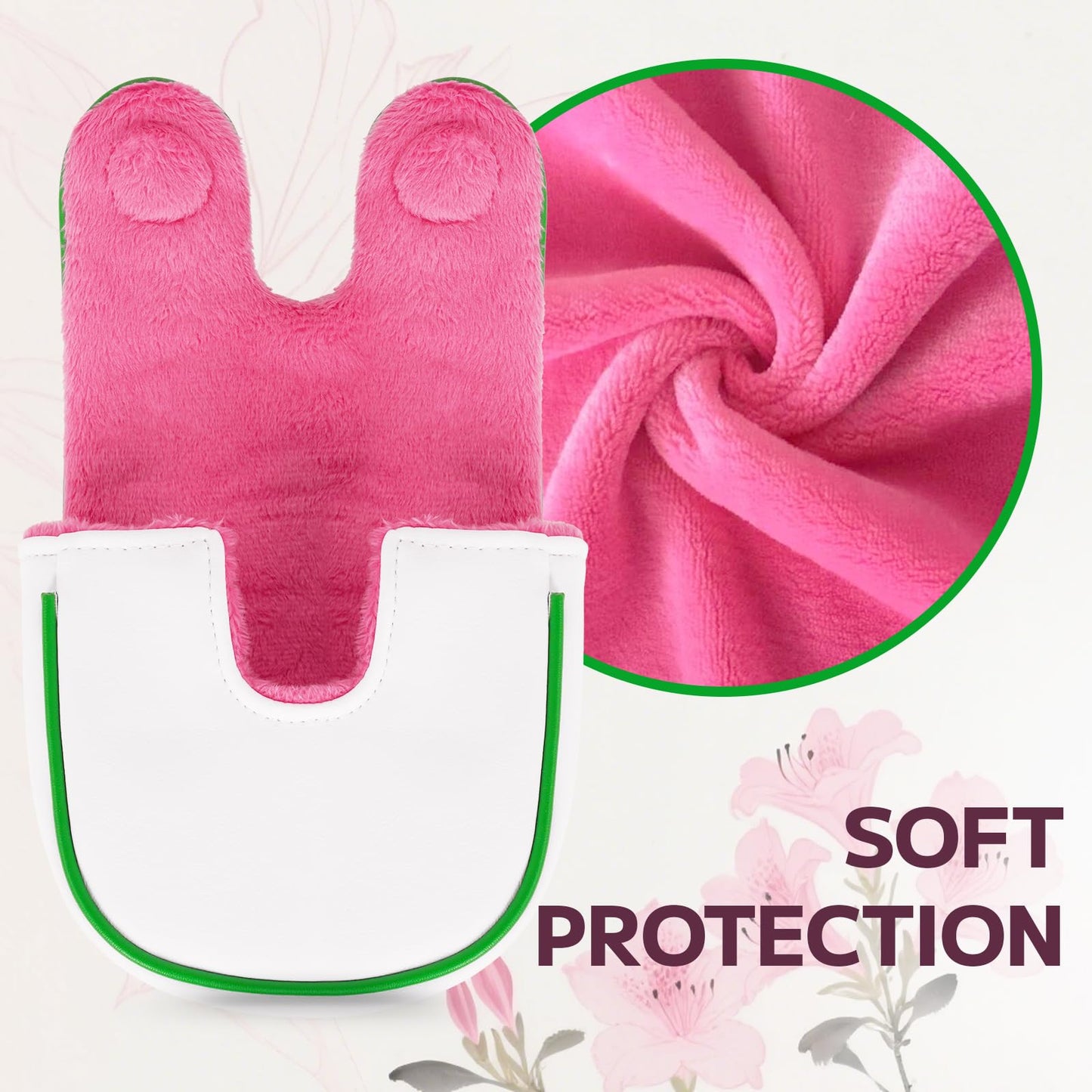 LZFAN Golf DF3 Mallet Putter Cover Golf Club Head Cover Golf Head Cover Driver Flower Embroidery