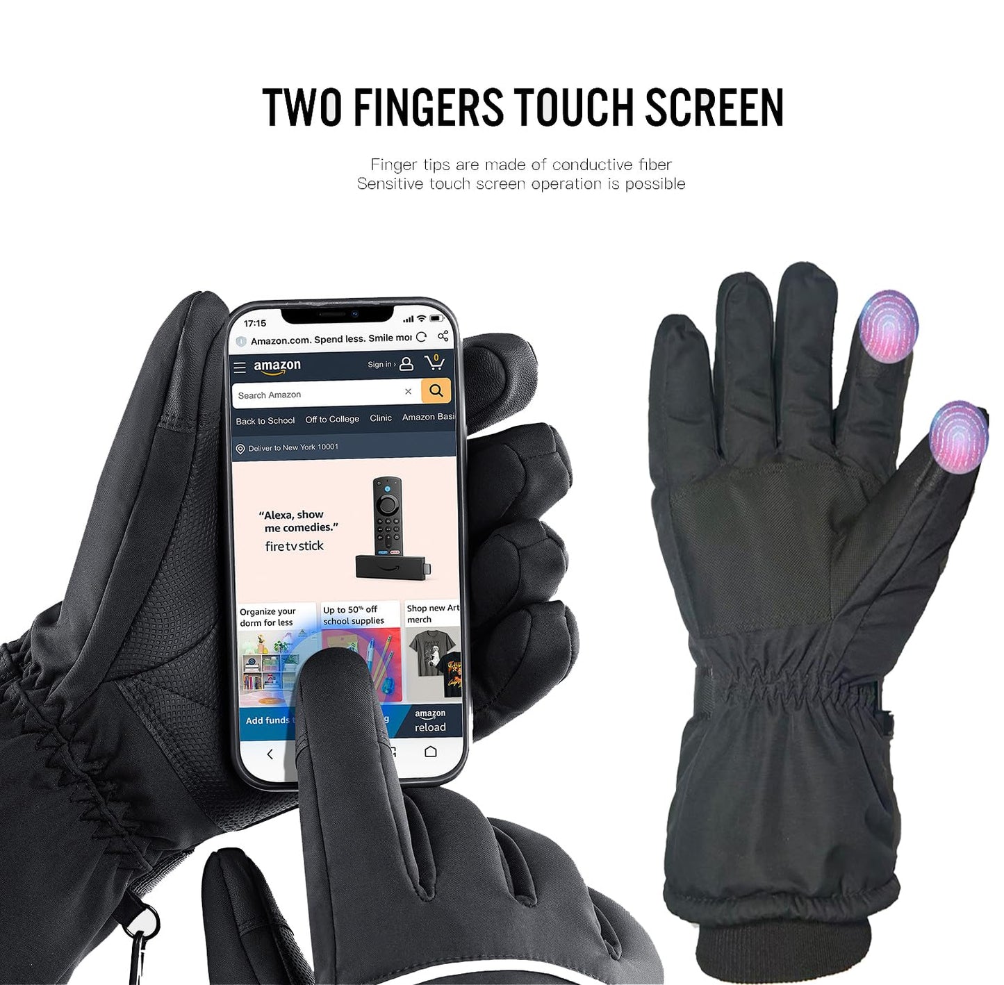 Popdan 5V 5000mAh Rechargeable Heated Gloves for Men Women Electric Heating Glove PU Waterproof & Touchscreen Ideal for Winter Outdoor Motorcycling, Skiing, Snowboarding, Fishing, Biking (Large)