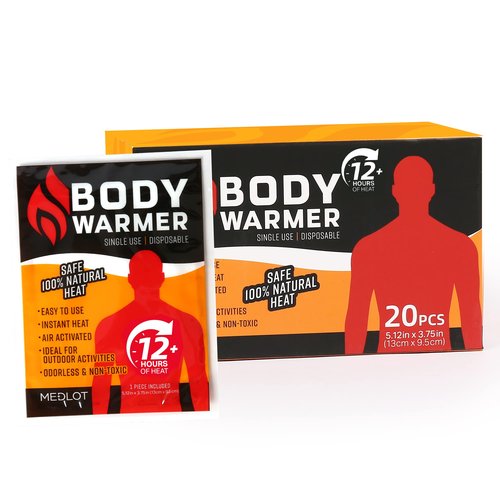 MEDLOT Body Warmers - Long Lasting, Safe Natural Odorless, Air Activated Warmers - Up to 12 Hours of Heat - Disposable Heating Pad for Warmth and Pain Relief - 20 Pack, White