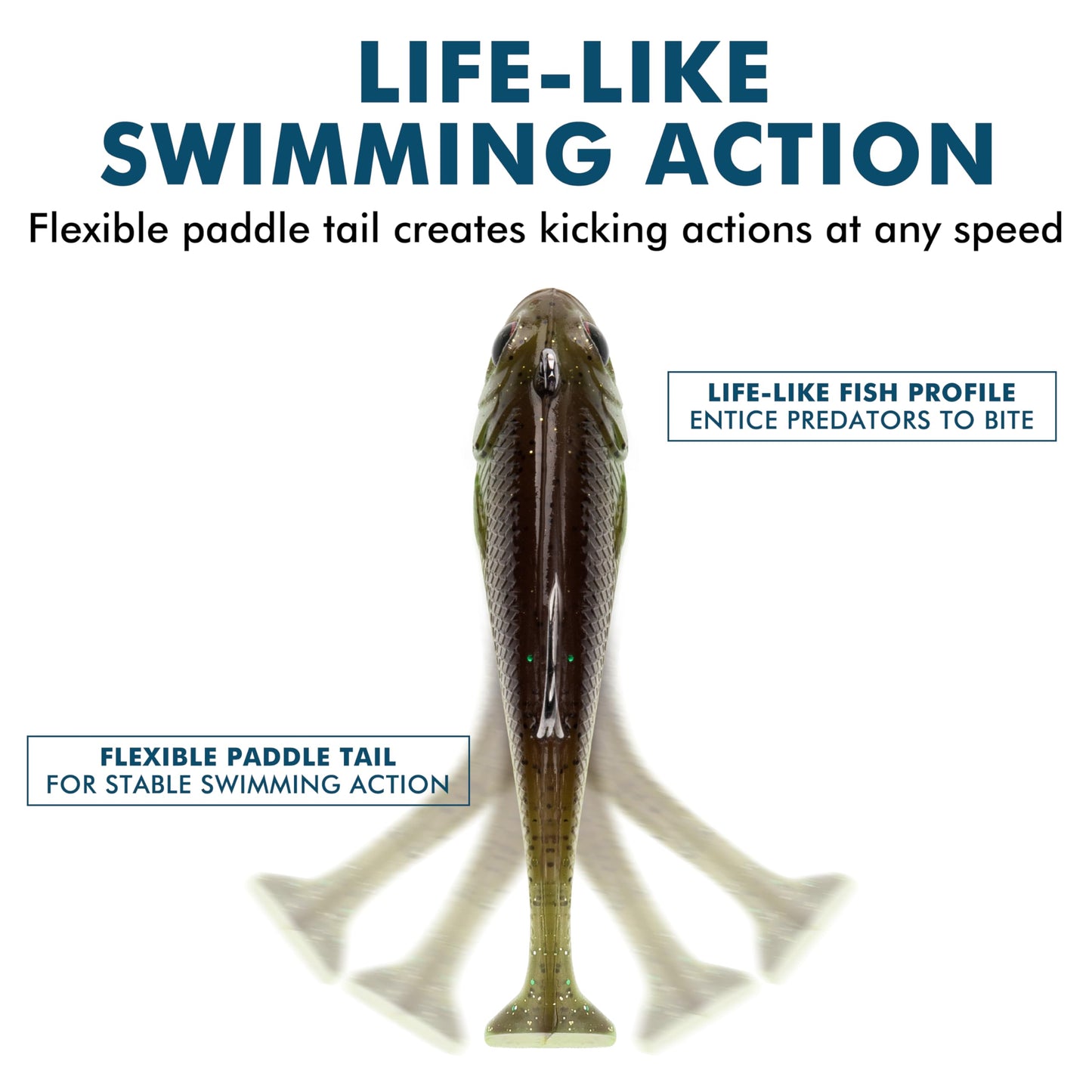 VELBAIT Pre-Rigged Soft Fishing Lures with Weedless Hook, Lifelike Paddle Tail Swimbaits for Bass Fishing, Freshwater & Saltwater Soft Plastic Baits for Bass, Pike, Trout, and Walleye (3.5in / 0.75oz)