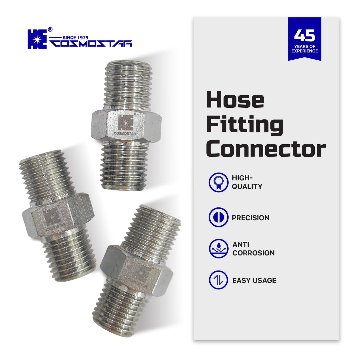 Cosmostar 1/4" x 1/4" Hose Fitting for Connecting 1/4" Airless Paint Hoses, Compatible with 243025-3 pcs(NGG0404S-3P)