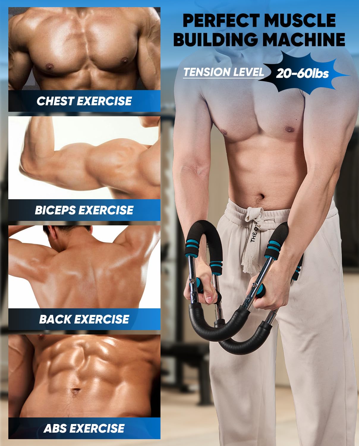 2026 New Saker Twister Arm Trainer, Adjustable Chest Workout Equipment,Forearm Strengthener, Arm Exercise Gift for Home Gym, for Men, Ideas for Fitness Enthusiasts (20-60LB)