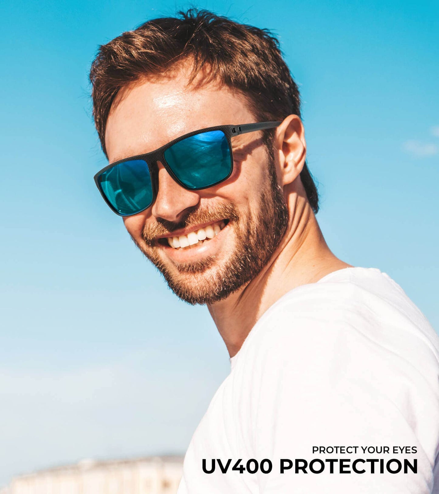 KALIYADI Polarized Sunglasses Men, Lightweight Mens Sunglasses Polarized UV Protection Driving Fishing Golf (Black/Ice Blue/Silvery)