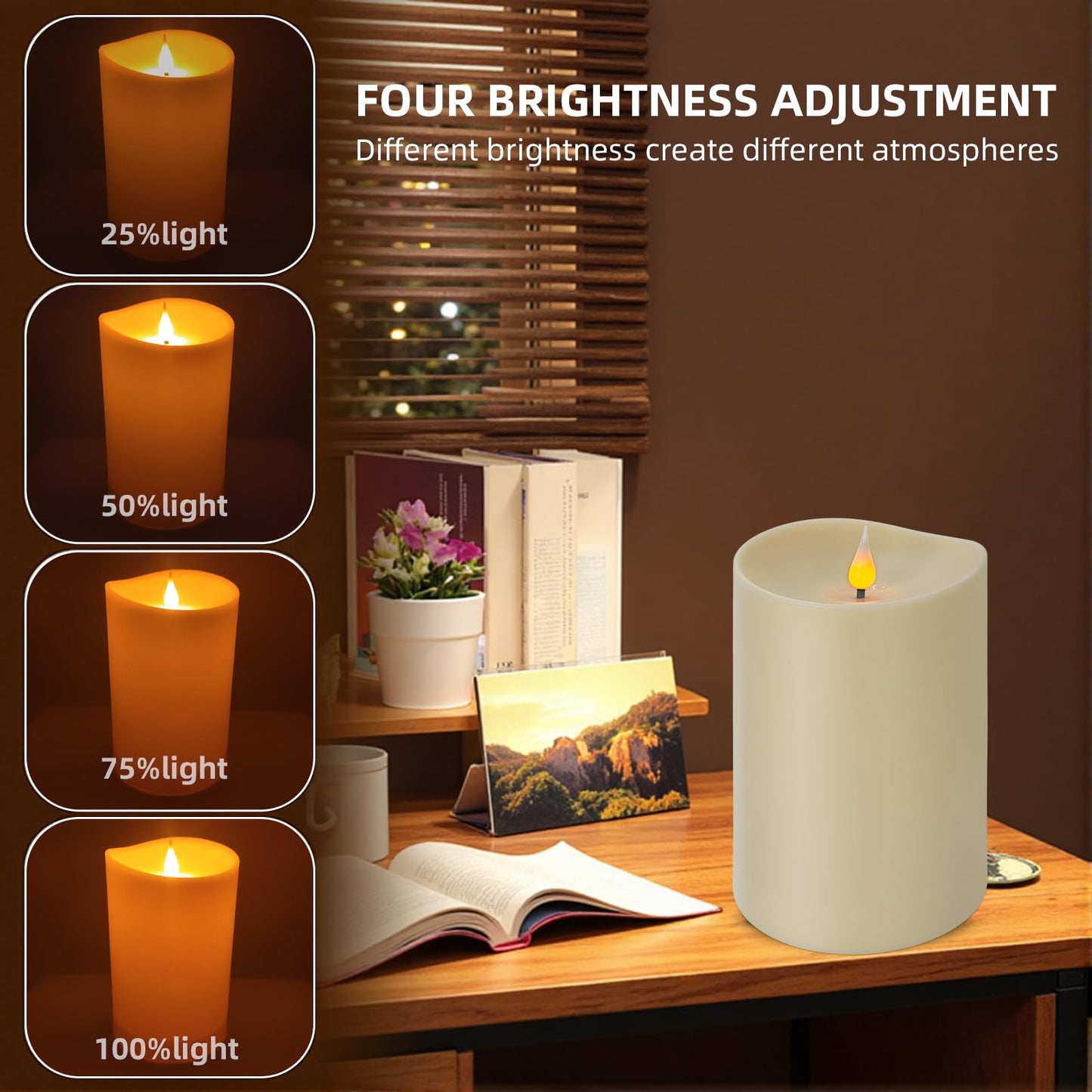 SUNGEGE Flameless LED Candle with Remote, 4x6 Inch Plastic Pillar Candle, Battery Powered, Flickering Flame with Timer & Dimming, Ivory – Safe, Realistic Home or Event Decor