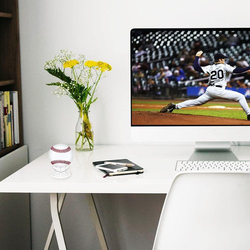 Acrylic Baseball Stands Holder - 2 Pack Sport Ball Display Rack with Non-Slip Rubber Pads for Golf & Tennis