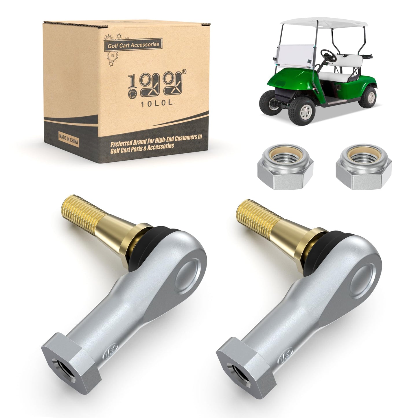 10L0L Golf Cart Tie Rod Ends Ball Joint Kit for EZGO TXT 2001-Up Electric & Gas Models-Driver & Passenger Side Replacement Parts (Fits OEM #70902-G01 70902-G02) - 2-Piece Set