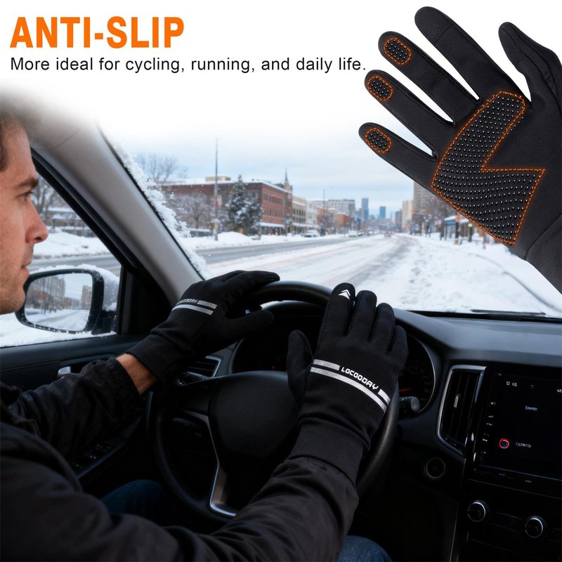 LOCOODAY Winter Gloves for Men Women - Windproof,Anti-Slip,Warm,Soft,Touch Screen,Splash Proof Gloves for Driving,Running