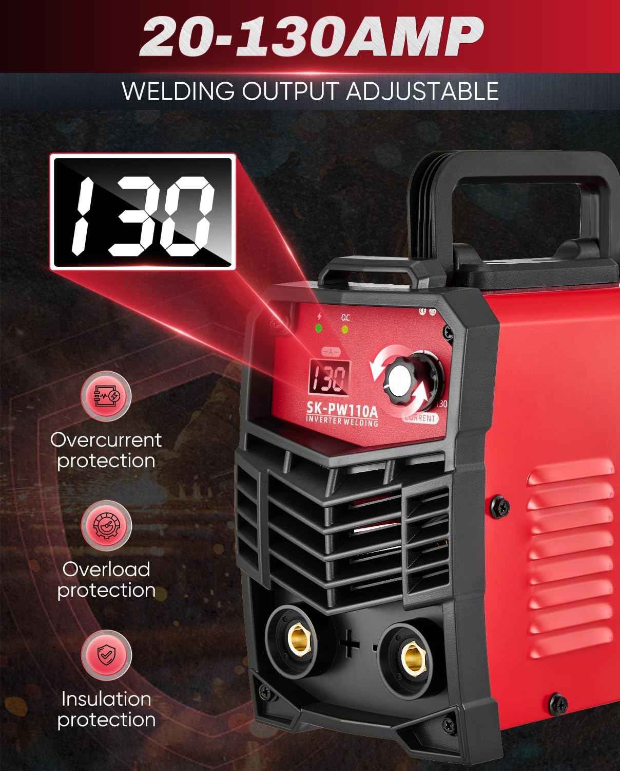 Saker Mini Stick Welder, 110V Portable Welding Machine, 20-130A Arc Welder with Smart LED Display, IGBT Inverter, Anti-Stick & Hot Start,Portable Stick Welder for Home & DIY