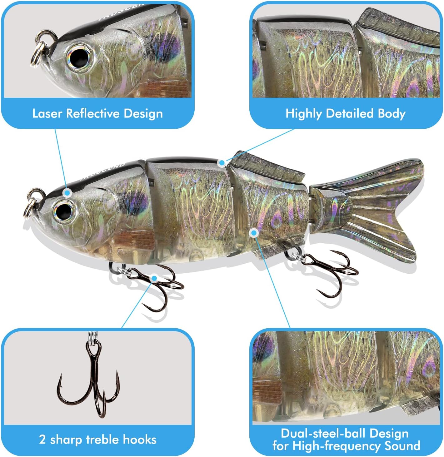 TRUSCEND Fishing Lures - Easy Catch Swimmax with BKK Hooks | Lifelike Vibrating Action for Bass, Trout, Walleye, Crappie