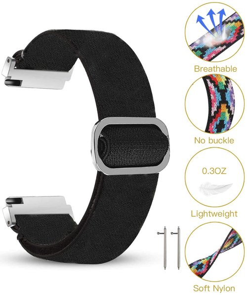 Lamshaw Compatible with EmeTerm Explore Band, Stretch Elastics Nylon Adjustable Replacement Strap Accessories Compatible for EmeTerm Explore (Black)