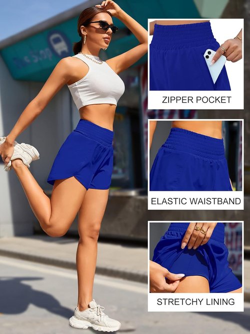BMJL Women's Athletic Shorts High Waisted Running Short Pocket 2.5" Sporty Shorts Gym Workout Shorts