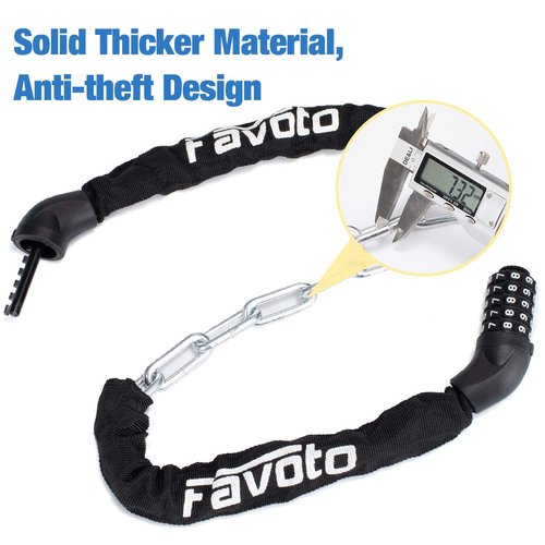 Favoto Bike Chain Lock, 5 Digit Combination Anti-Theft Bicycle Lock, 3.3 feet Long, Ideal for Outdoor Motorcycle E-bike Bikes Gate Fence Ladder Lawn Mower