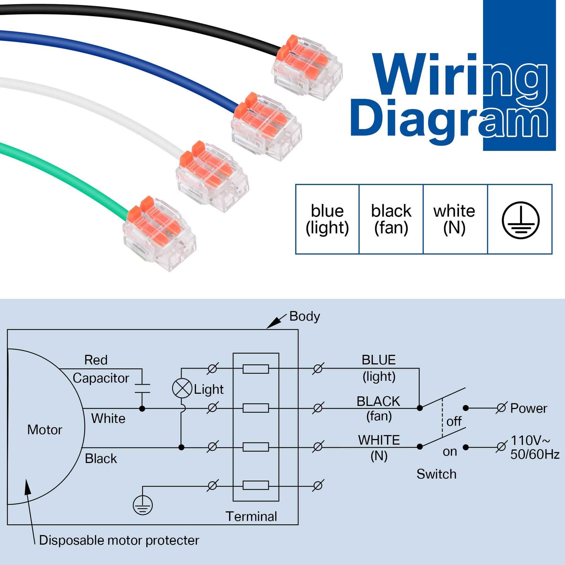 Fiada Bathroom Exhaust Fan with 15W LED Light, Ultra Quiet 1.0 Sones 110 CFM Bathroom Ventilation Fan Vent for Home Household Bath Office Hotel 105 sq. ft.(Stable Light)