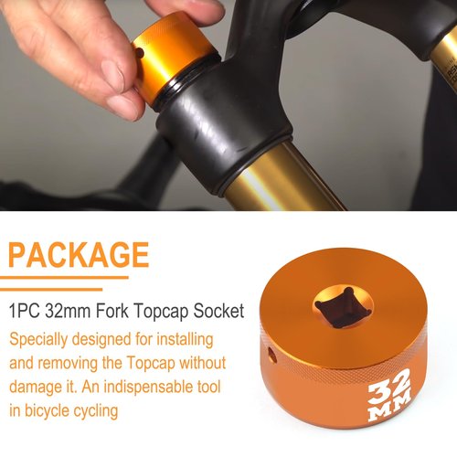 32mm Bike Fork Topcap Socket Tool Compatible for Fox Fork Series of 36,38,40, Use for 3/8" Ratchet Drive