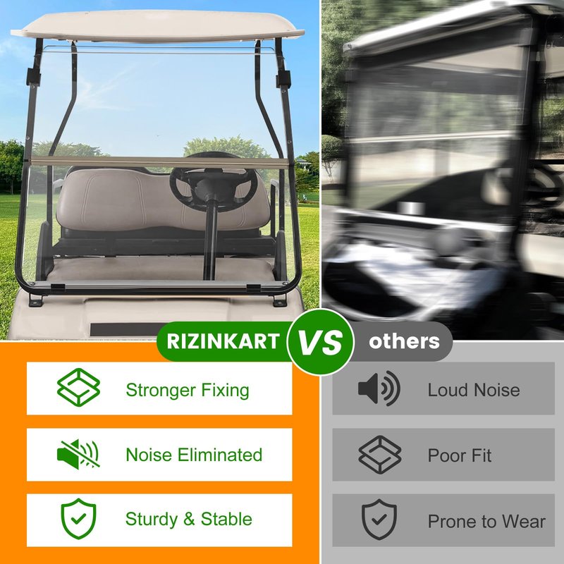 Rizinkart Golf Cart Windshield Retaining Clips Universal Fit EZGO TXT 2014+ ,Club Car, Yamaha,Upper Windshield Clips for 1'' × 1'' Tube