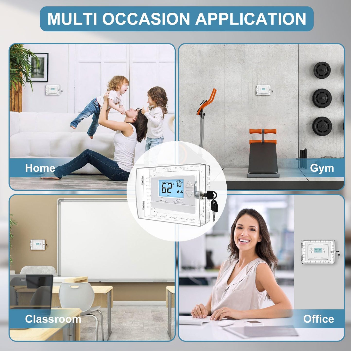 Ravct Universal Thermostat Lock Box Thermostat Cover with Lock Compatible With Honeywell Home Thermostat On Wall Ac Lock Box Cover with Key Fits Thermostats 4.8"H x 6" W or Smaller