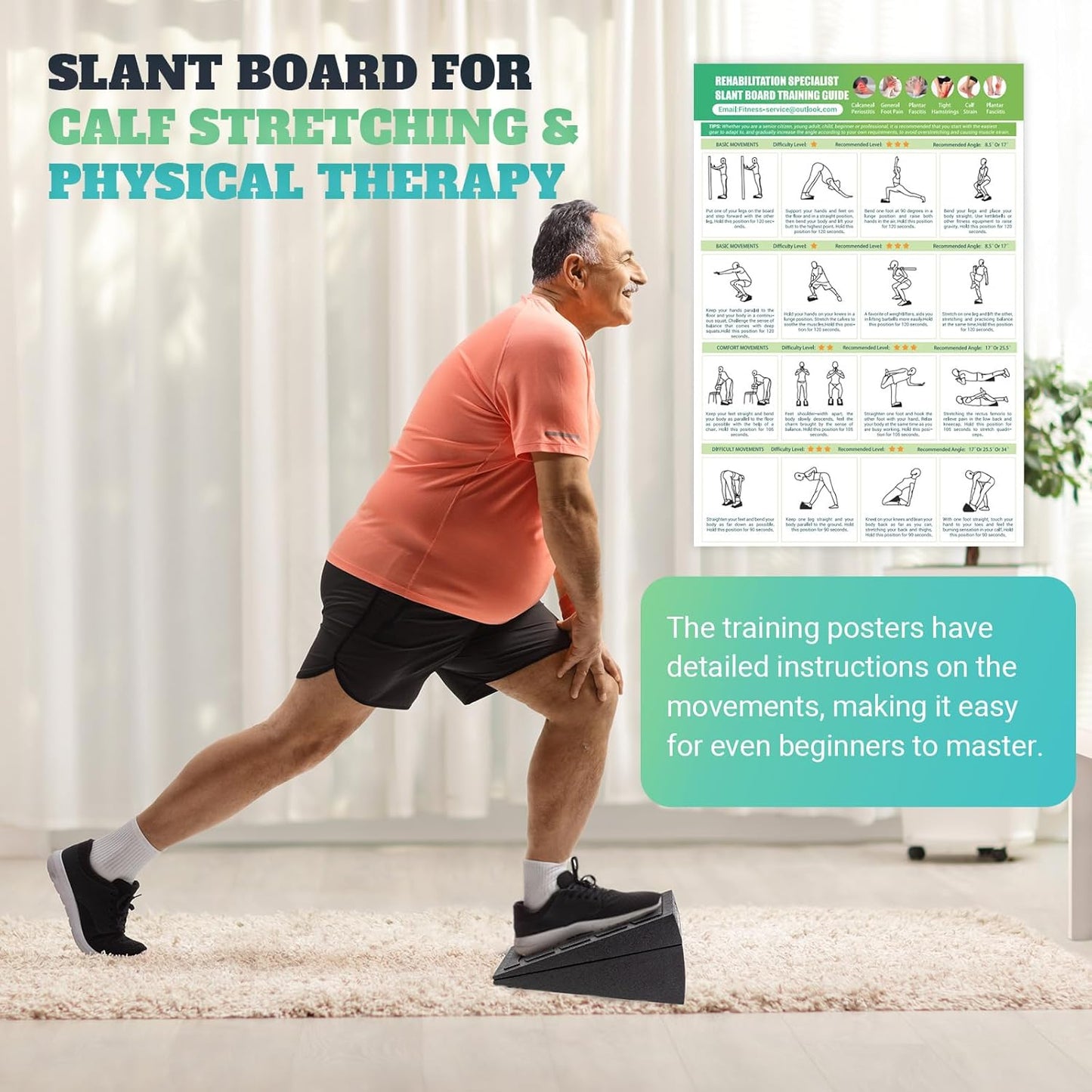 Slant Board - Adjustable Calf Stretching Incline Board | 5 Angles, 480 lbs Capacity for Yoga & Therapy