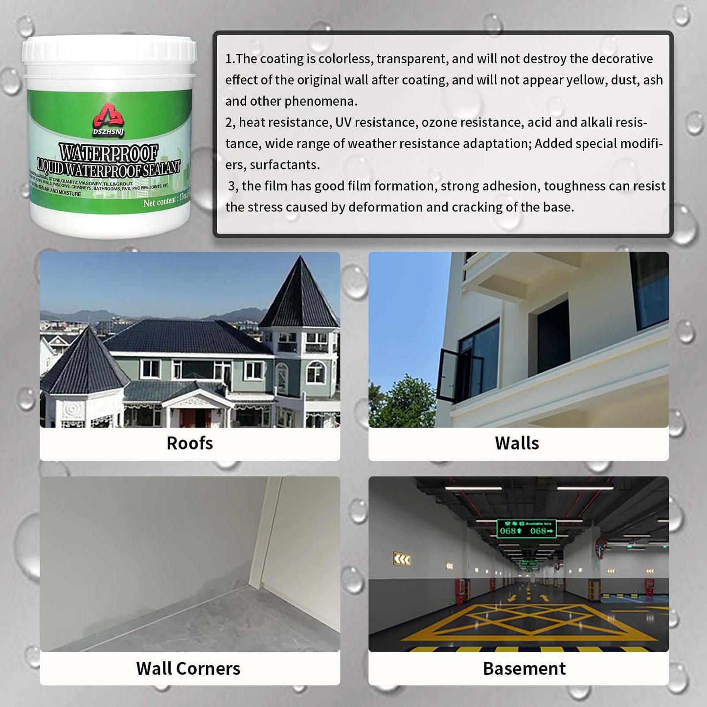 17 Oz Liquid Waterproof Sealant, Invisible Agent Transparent Repairing Leak Adhesive, Indoor & Outdoor Coating