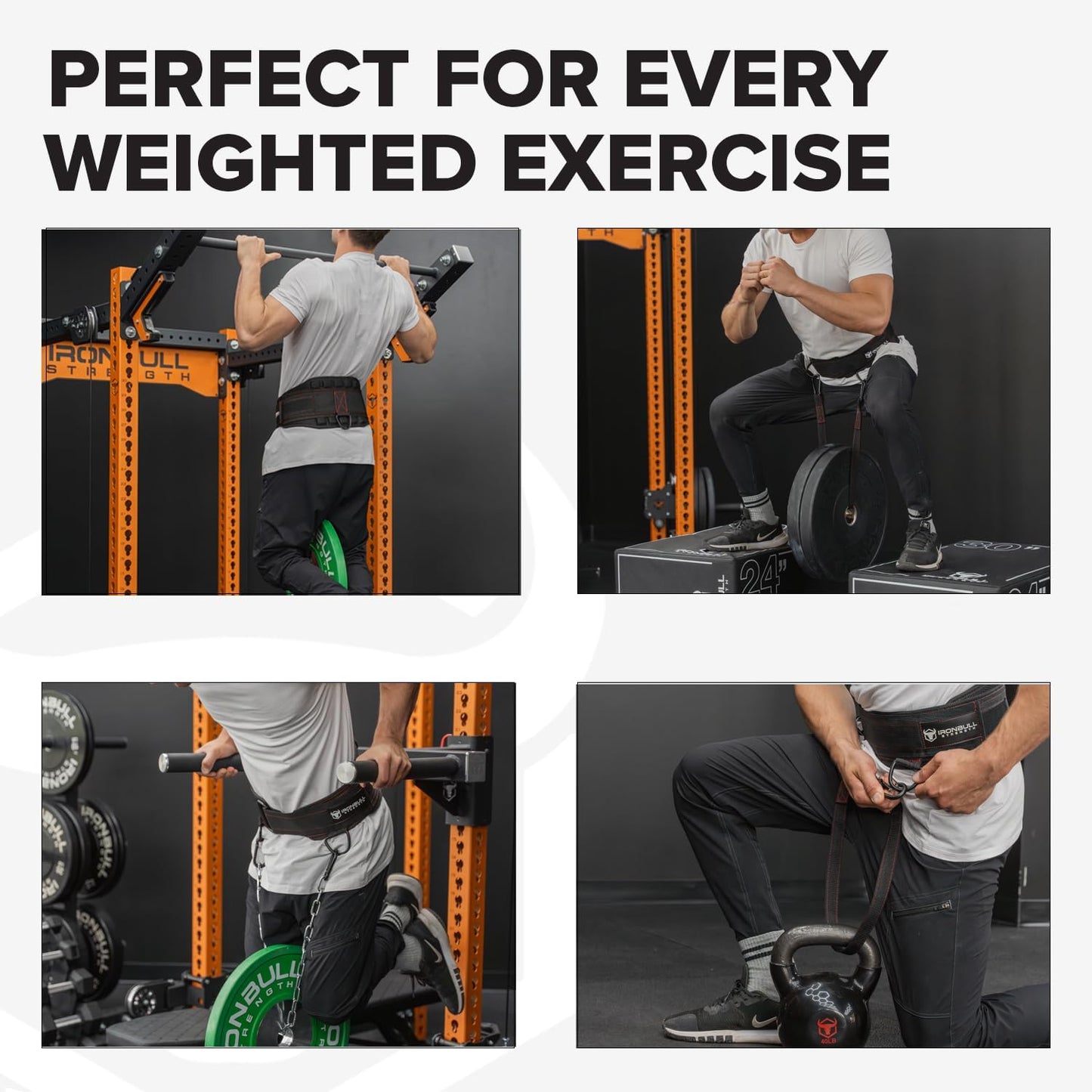Advanced Dip Belt V2 – Heavy-Duty Weighted Belt with Reinforced Back, Chain & Nylon Strap – 3-Point Anchor D-Rings for Dips, Pull-Ups, Squats & More (Medium)