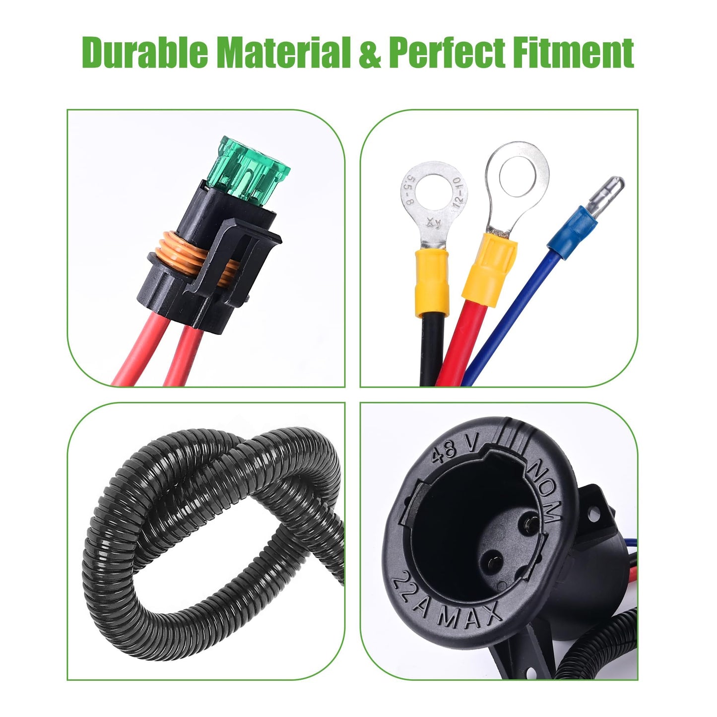 10L0L Golf Cart Charger DC Receptacle for Club Car Precedent 2004-up 48V Electric Carts, Harness Assembly Replaces OEM 103375501 102510201