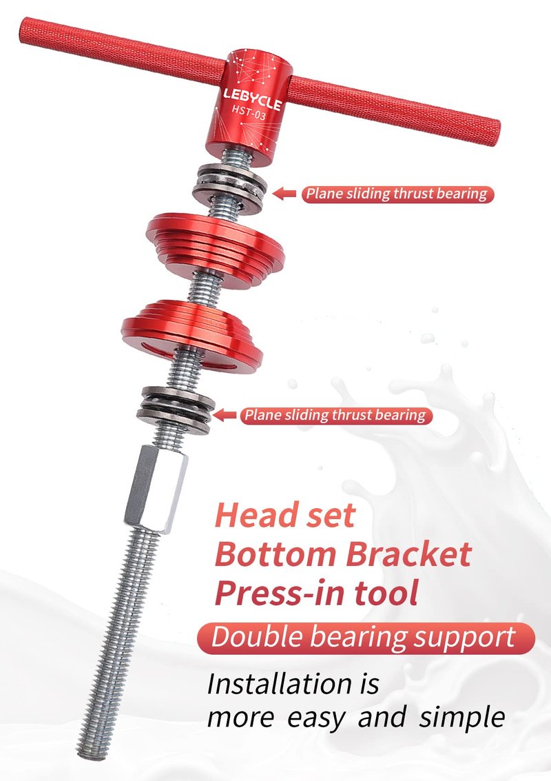 Ten Virtues Bike Headset Cup and Bottom Bracket Press Installation Tool,Bike Headset Press-in Tool,Bicycle Repair Accessories Bearing Installer (Red)