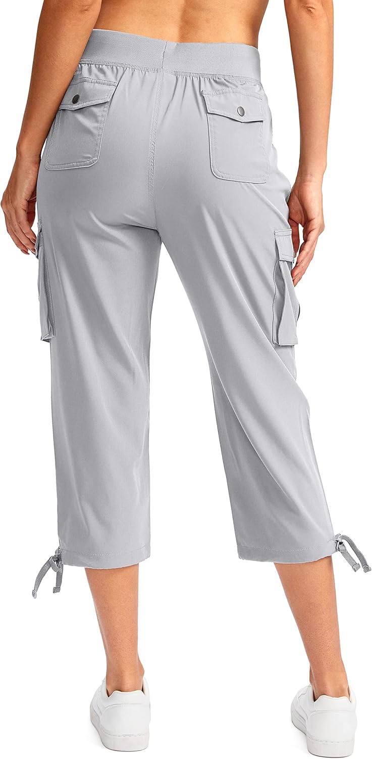 Soothfeel Women's Cargo Capris - Lightweight Quick-Dry Hiking Pants with 6 Pockets for Summer Travel