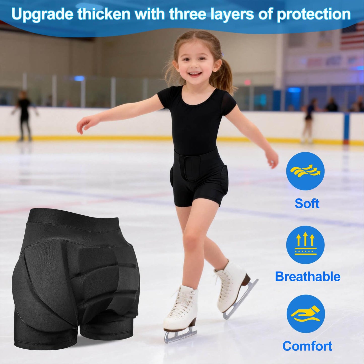 QINERMTYEY Kids Padded Shorts for Cycling Snowing (Black, S)