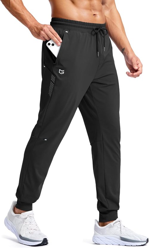 G Gradual Men's Joggers - Stretch Athletic Workout Pants with Zipper Pockets | Ideal for Running & Gym