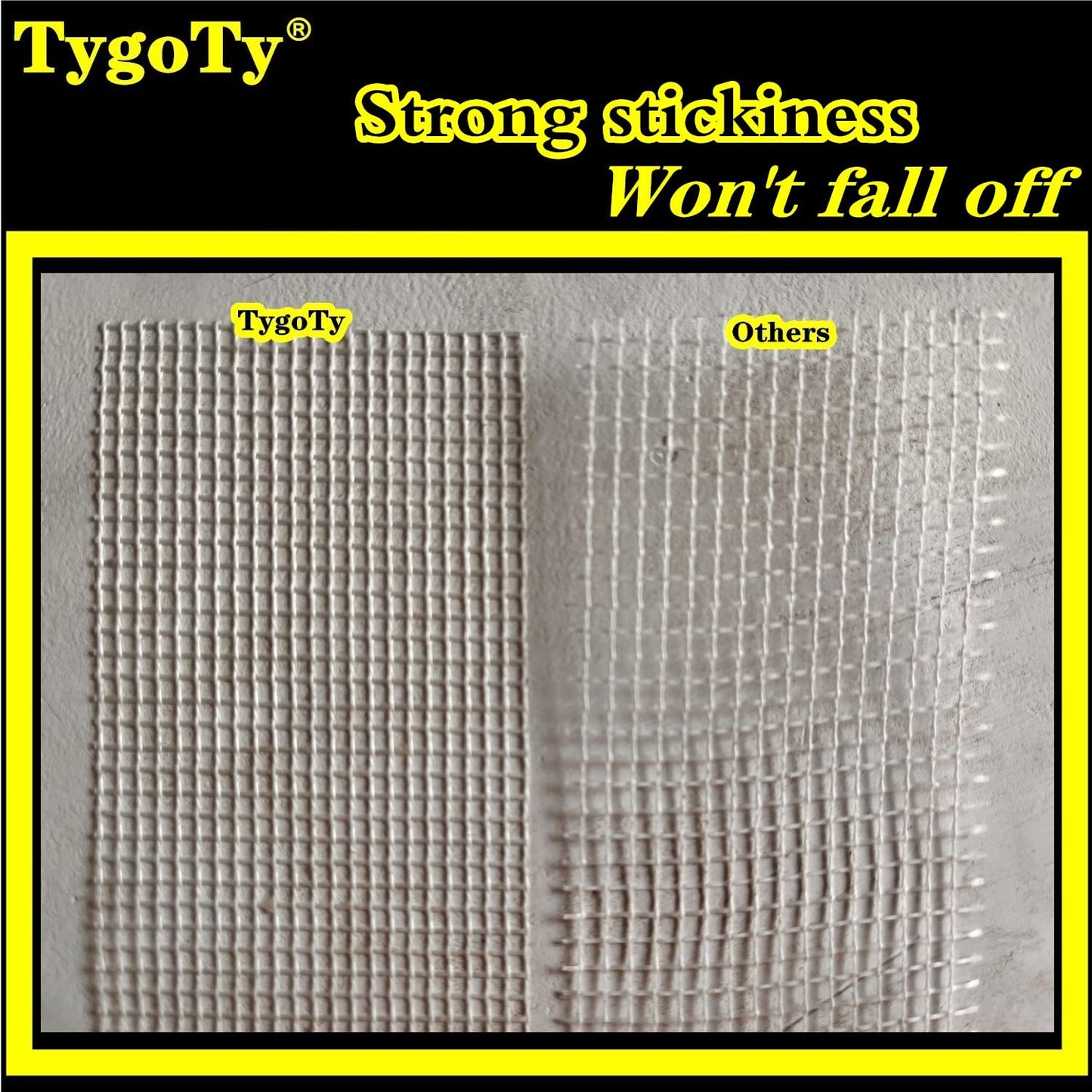 TygoTy Drywall Joint Mesh Tape 2“×180 Ft，Strong Self-Adhesive 100% Fiberglass Drywall Repair Tape for Wall Crack and Seam Patch,White